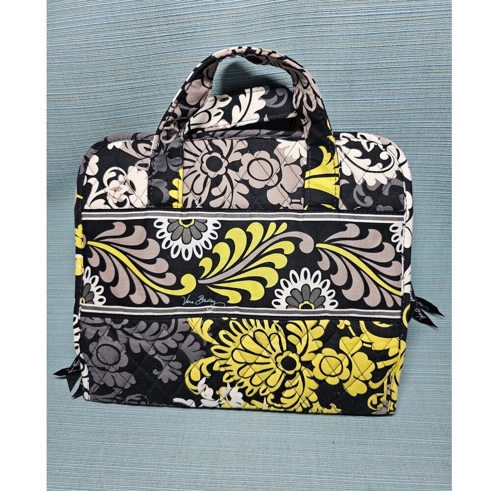 Vera Bradley Hanging Organizer Travel Jewelry Cosmetic Bag Baroque Yellow Black